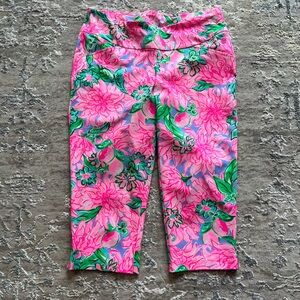Lilly Pulitzer Pink/Green Floral Corso Capri Pants- size 10